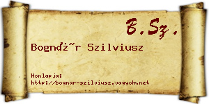 Bognár Szilviusz névjegykártya